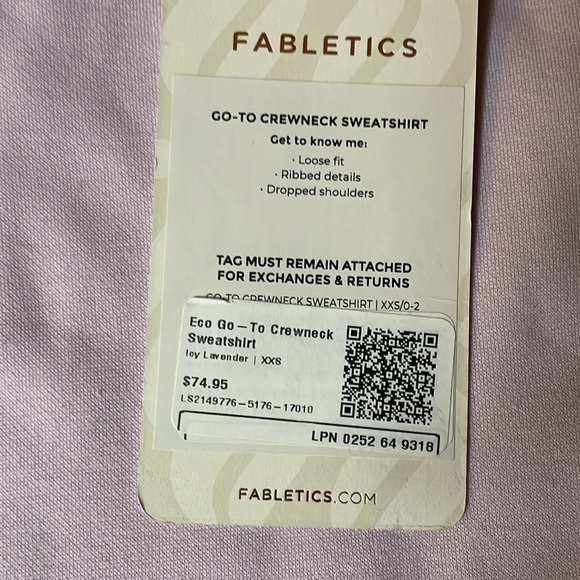 Fabletics crew neck lavender sweatshirt size XXS - Picture 4 of 6